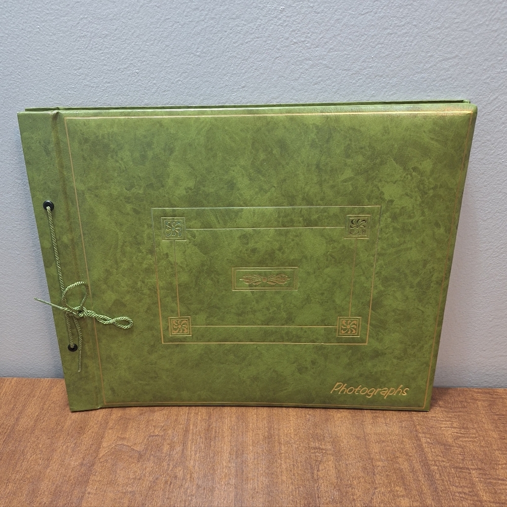 VTG NOS Springfield Leatherette Green Padded 14 X 11 Inch Photo Album USA Retro